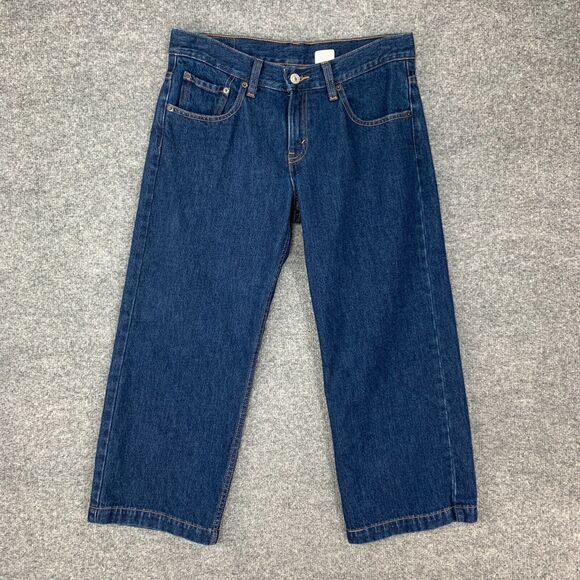 Vintage Levis 307 Crop Jeans Womens Junior 5 Blue Wide Leg Mid Rise Denim Y2K - Picture 2 of 12